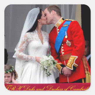 Adesivo Quadrado Duque e Duquesa do Casamento Real de Cambridge