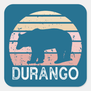 Adesivo Quadrado Durango Colorado Retro Bear