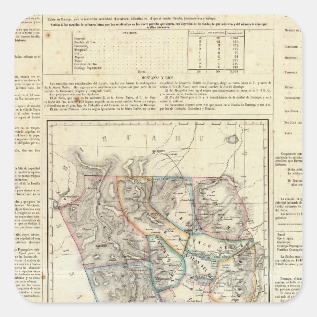 Adesivo Quadrado Durango, México (Frente)