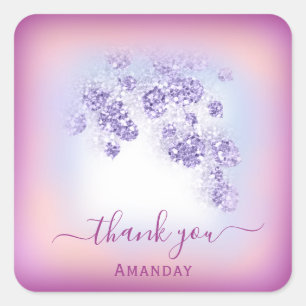 Adesivo Quadrado Dusty Blue Brilho Berry Obrigada 16º Aniversário