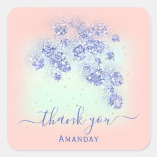 Adesivo Quadrado Dusty Blue Glitter Confetti Mint Peach Dourado Flo