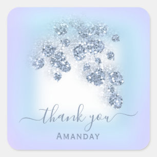 Adesivo Quadrado Dusty Blue Glitter Floral Purpl  Noiva Sweet 16th