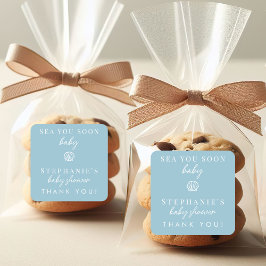 Adesivo Quadrado Dusty Blue Sea Você Em Breve Obrigado Chá de frald