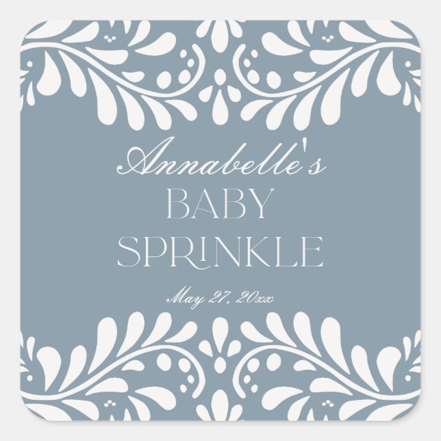 Adesivo Quadrado Dusty Blue Talavera Azulejo Fiesta Baby Sprinkle (Frente)