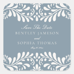 Adesivo Quadrado Dusty Blue Talavera Fiesta Salve o envelope de dat