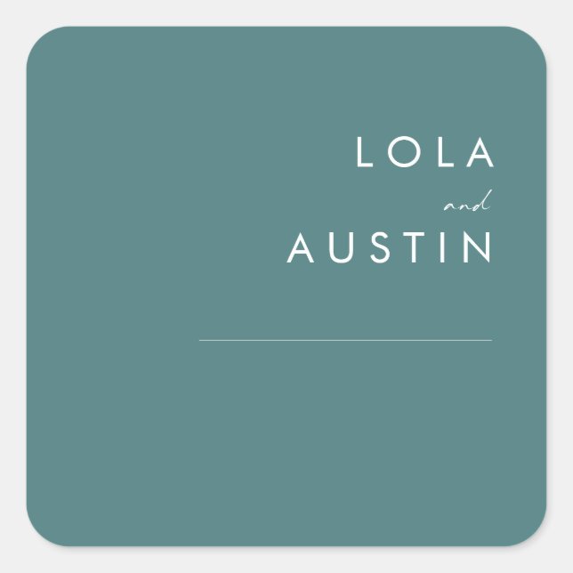 Adesivo Quadrado Dusty Boho | Selagens de Envelope de Casamento Ver (Frente)