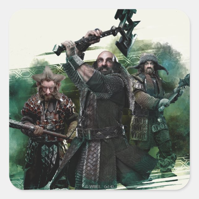 Adesivo Quadrado Dwalin, Nori, & Bofur Graphic (Frente)