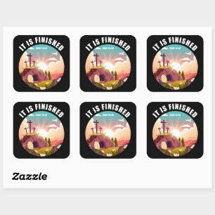 Adesivo Quadrado É a Páscoa acabada, Fé Cruzada Cristã