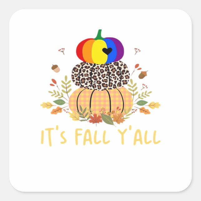 Adesivo Quadrado É a Queda do Orgulho LGBTQ Pumpkin Criativo Casua (Frente)