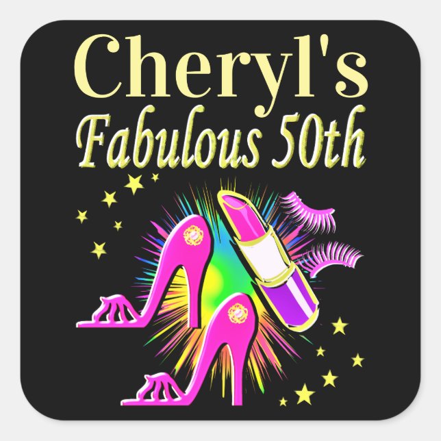 ADESIVO QUADRADO É A SUA FABULOSA 50ª DESIGN PERSONALIZADA (Frente)