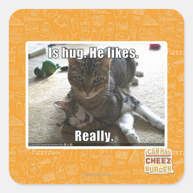 Adesivo Quadrado É abraço. Ele gosta. (Frente)