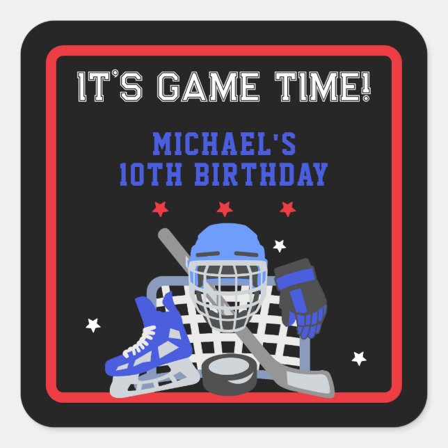 ADESIVO QUADRADO É ANIVERSÁRIO DA HOCKEY DO TEMPO DO JOGO (Frente)