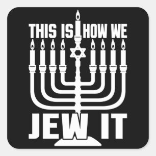 Adesivo Quadrado É Assim Que Nós O Joramos, Menorah Juewish Holiday