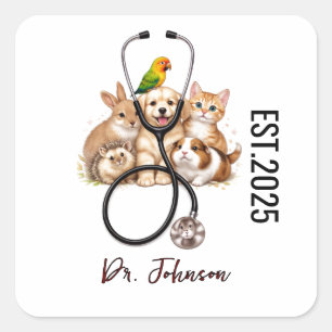 Adesivo Quadrado É Dr. Na Verdade Animais Dia do Médico Divertido