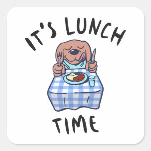 Adesivo Quadrado É hora do almoço