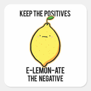 Adesivo Quadrado E-limon The Negatives Lemon Pun Sticker