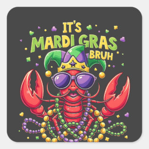Adesivo Quadrado É Mardi Gras Bruh Engraçado Shrimp Nova Orleans