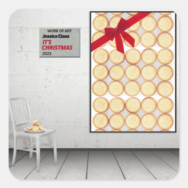 Adesivo Quadrado "É Natal" de Jessica Claus (Frente)