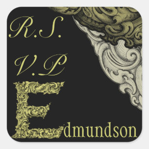 Adesivo Quadrado E - O alfabeto de Falck (ouro) (casamento)