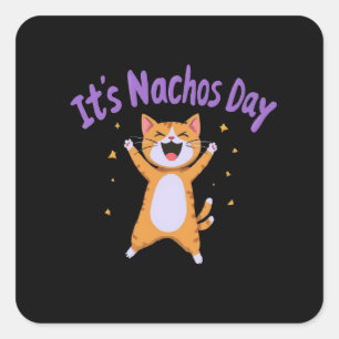 Adesivo Quadrado É o humor de gato bonito do dia de Nacho para os a