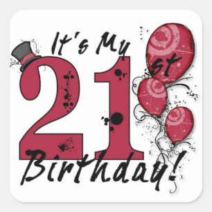 Adesivo Quadrado É o meu autocolante de balão de aniversário de 21 