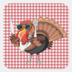 Adesivo Quadrado É o tempo da Turquia com o Red Checker de volta