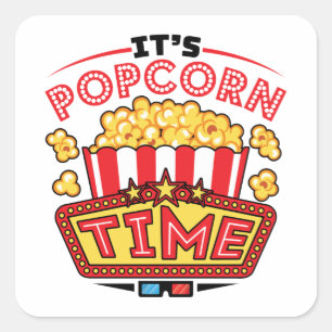 Adesivo Quadrado É Popcorn Time Movie Lover
