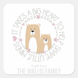 Adesivo Quadrado é preciso um grande coração para ajudar a formar m