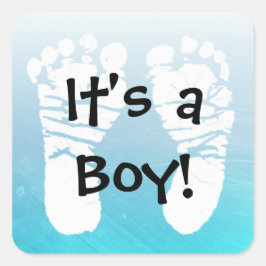 Adesivo Quadrado É um Chá de fraldas azul de aqua