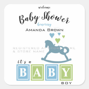 Adesivo Quadrado É um Chá de fraldas de Menino