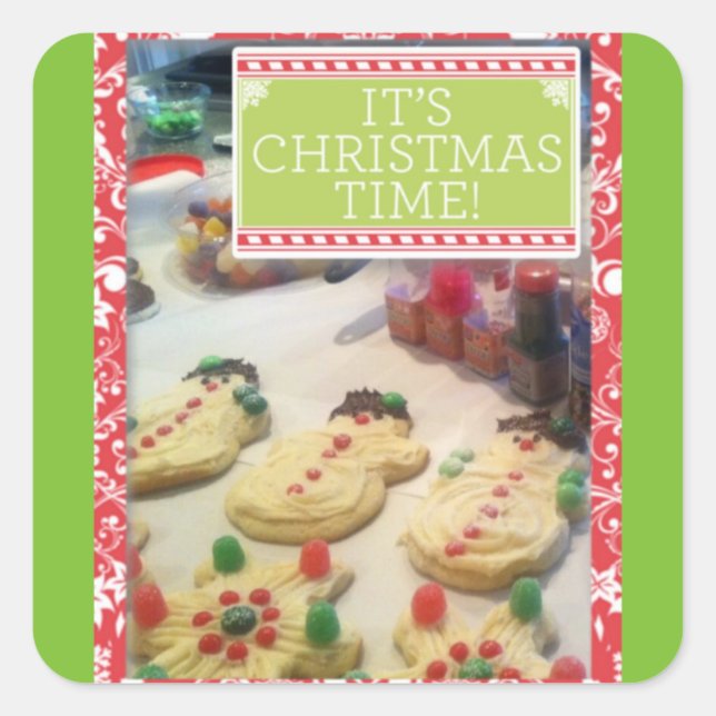 Adesivo Quadrado "É um Natal Cookie" (Frente)