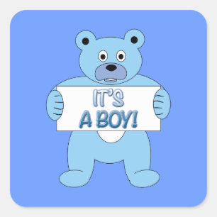 Adesivo Quadrado É um Urso Azul