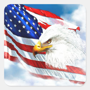 Adesivo Quadrado Eagle e bandeira americana