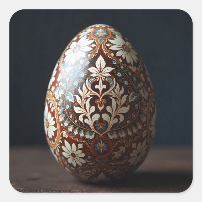 Adesivo Quadrado Earthy Floral Easter Egg (Frente)