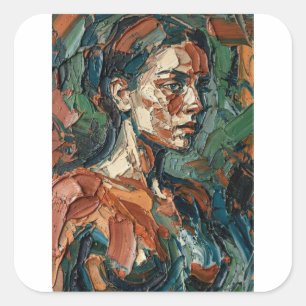Adesivo Quadrado Earthy & Teal Textured Face Wall Art