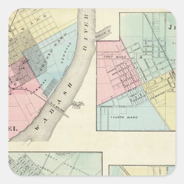 Adesivo Quadrado East Rua Louis, Monte Carmel, Jerseyville e Mendot (Frente)