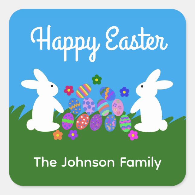 Adesivo Quadrado Easter Bunny #1 Stickers (Frente)