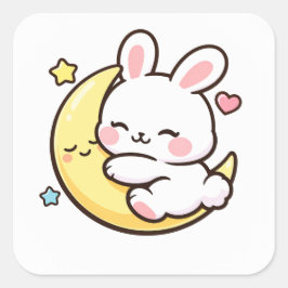 Adesivo Quadrado Easter Bunny Moon Sticker | Spring Gift Idea