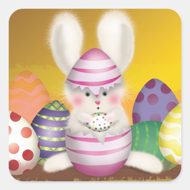 Adesivo Quadrado Easter Bunny Sticker (Frente)