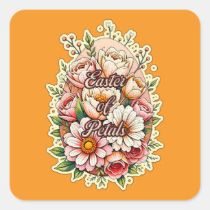 Adesivo Quadrado Easter of Petals – Floral Bunny Art - Autocolante