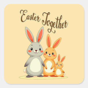 Adesivo Quadrado Easter Together – Sweet Bunny Family - Autocolante