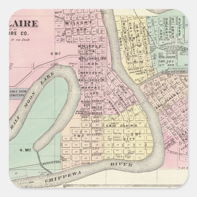 Adesivo Quadrado Eau Claire e Medford (Frente)