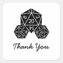 Adesivo Quadrado Ebony D20 Dice, Obrigado, Stickers