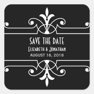 Adesivo Quadrado Ebony Rico Ornamental Save the Date Stickers