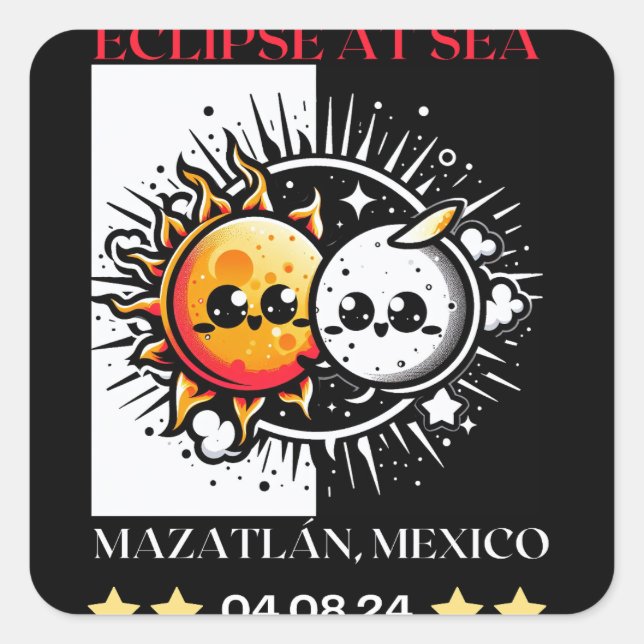 Adesivo Quadrado Eclipse no Sea Mazatlán, México - Eclipes Solares  (Frente)
