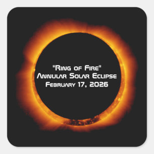 Adesivo Quadrado Eclipse Solar Anelar de 2026 do Anel de Fogo