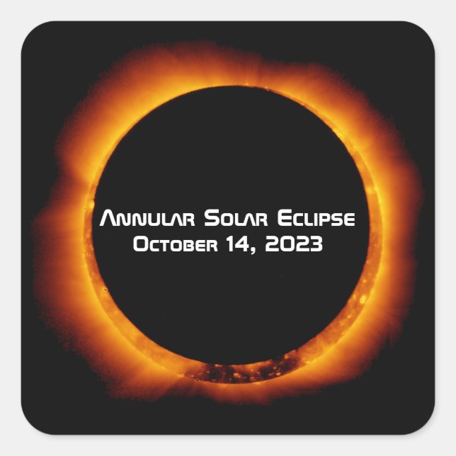 Adesivo Quadrado Eclipse Solar Anular 2023 (Frente)
