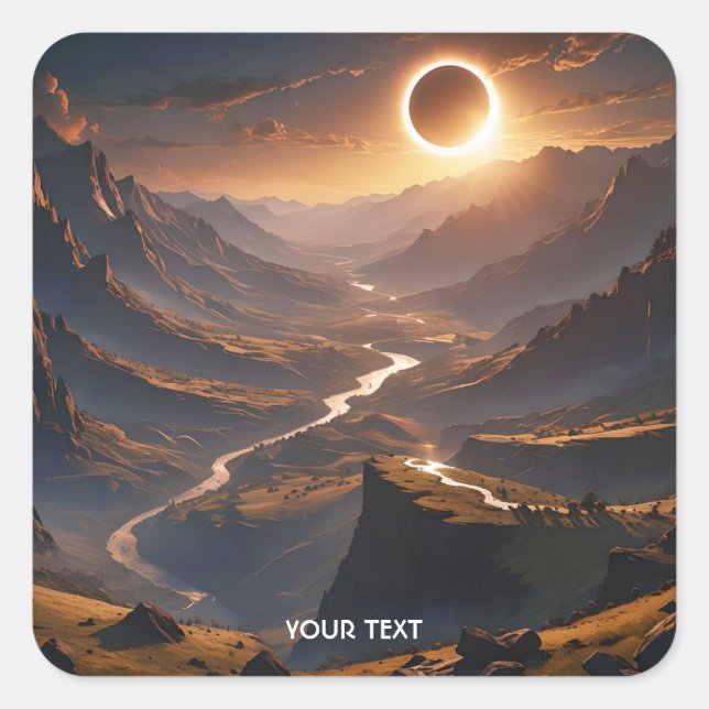 Adesivo Quadrado Eclipse Solar do Vale de Fantasy Cute (Frente)