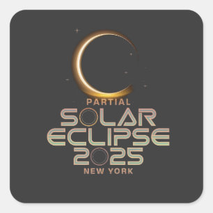 Adesivo Quadrado Eclipse Solar Parcial 2025 Astronomy Event