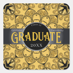 Adesivo Quadrado Eclipse Sunflower Mandala Graduação Sticker